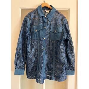 Saint Germain Denim-look Lace Button Up Unique Indie Womens Large